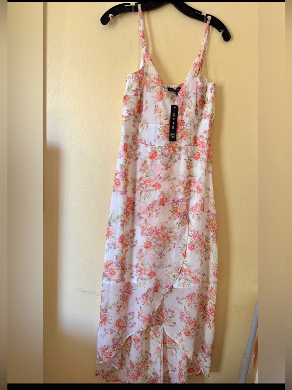 As U Wish White Maxi Dress with Coral Floral Print